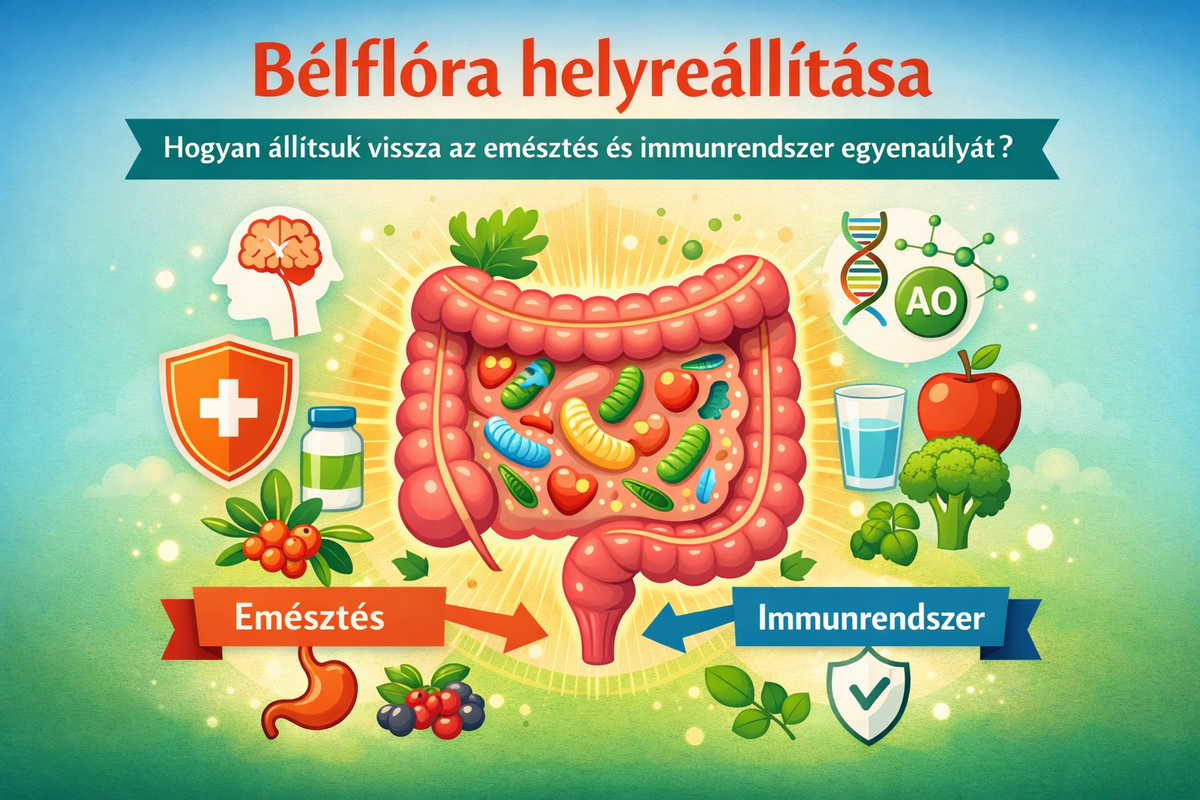 bélflóra helyreállítása mikrobiom egyensúly emésztés és immunrendszer támogatása