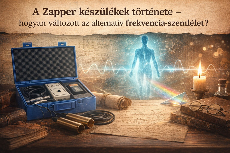 Zapper készülék és frekvencia-szemlélet illusztráció Dr. Hulda Clark munkásságához kapcsolódóan  Ez: